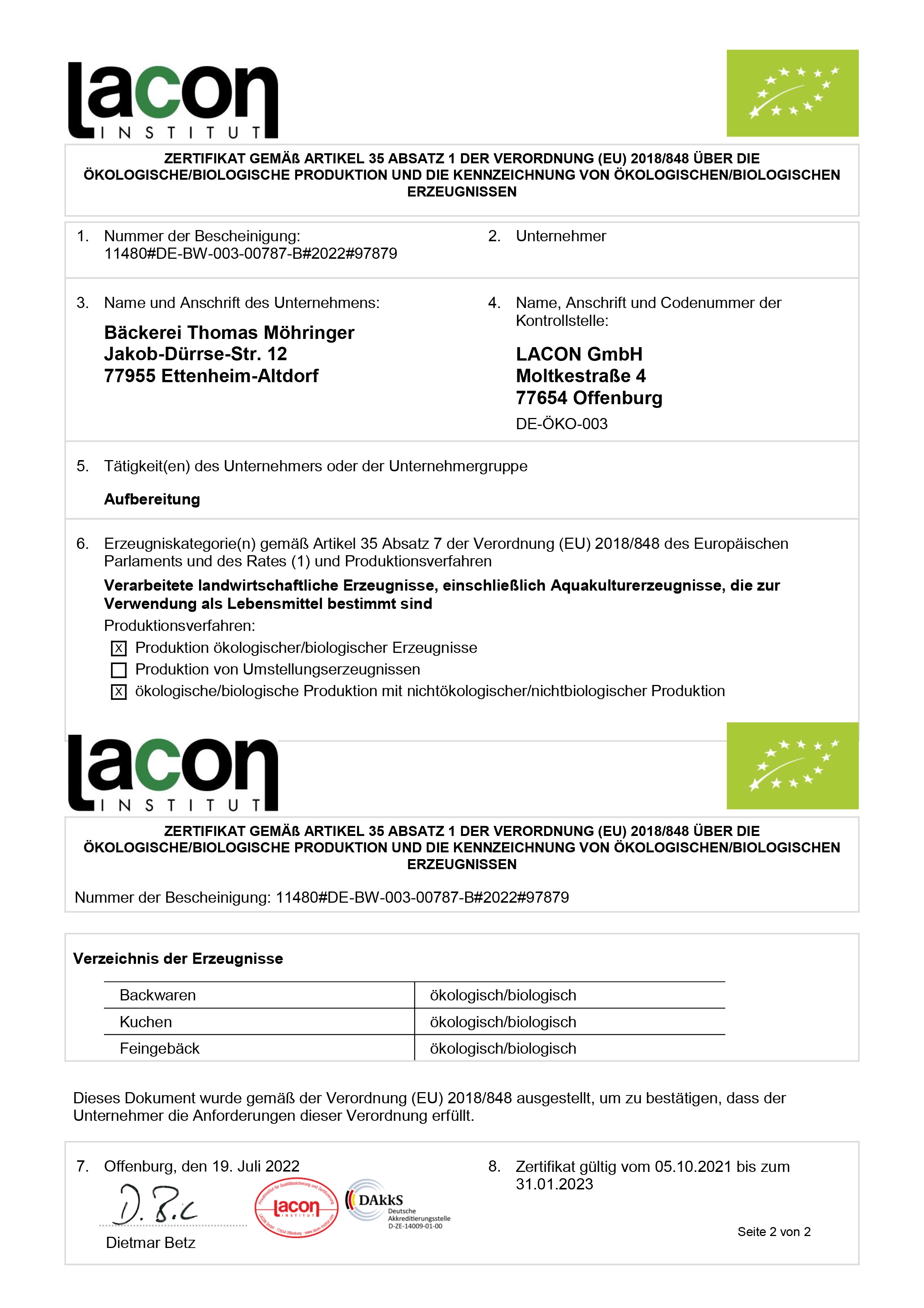 Lacon Zertifikat